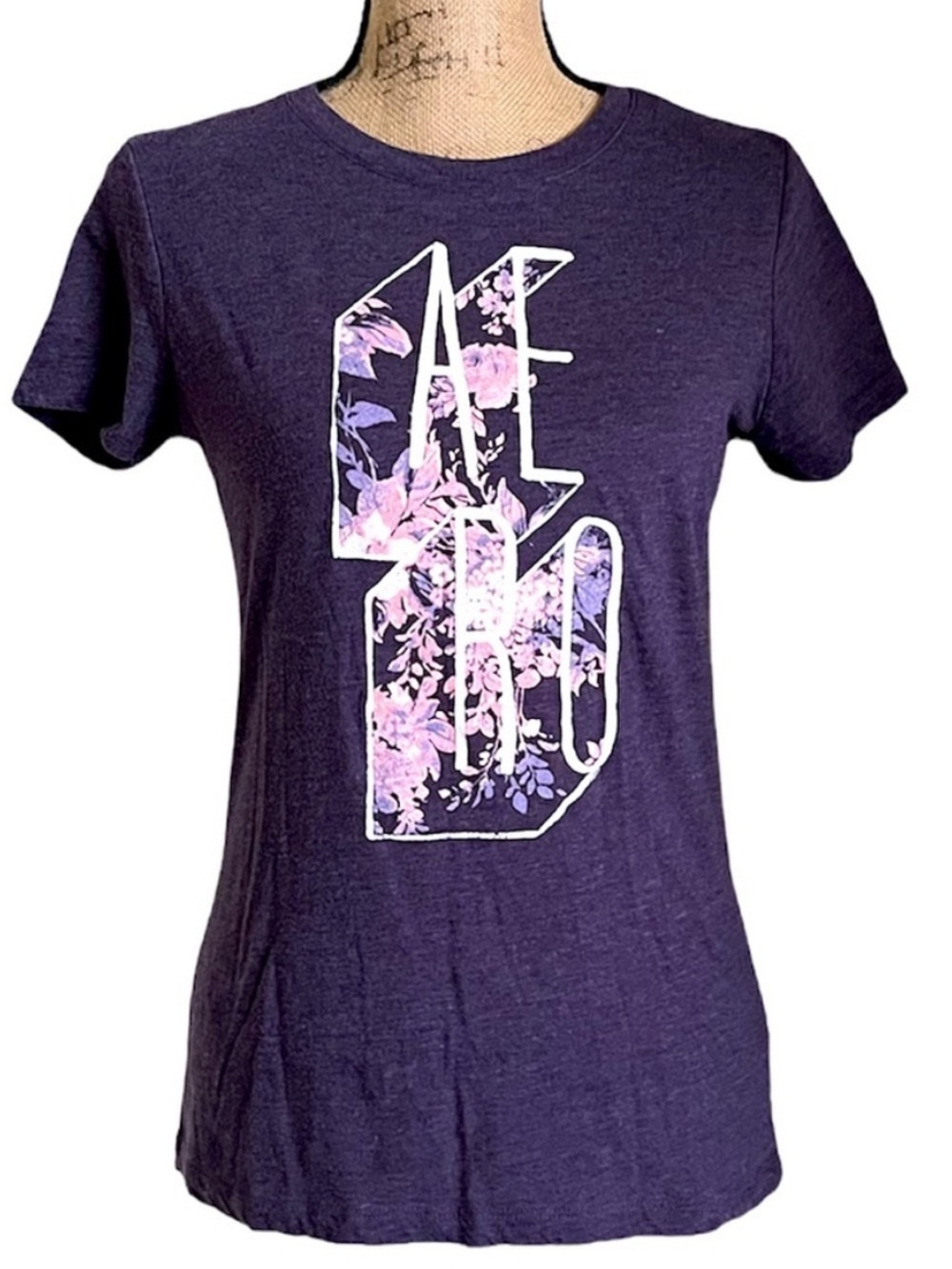 Free State Purple Graphic Tee Floral Logo Soft Fabric Juniors L - Picture 2 of 16